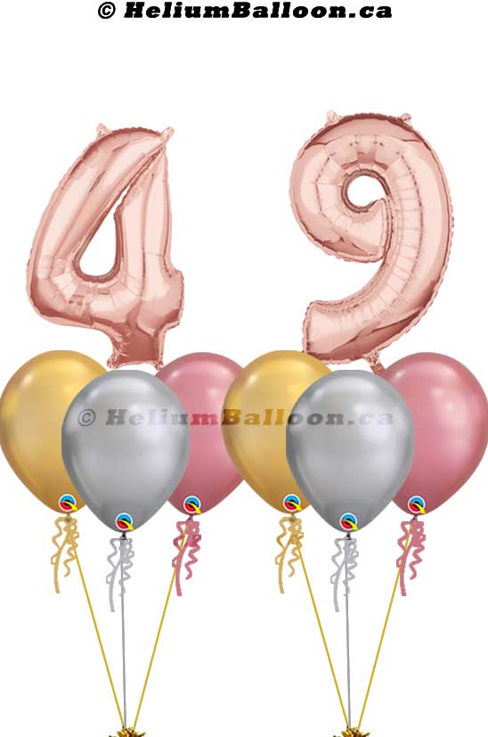 Bouquet Chiffre Or Rose 25" ( 10 à 99 ans )