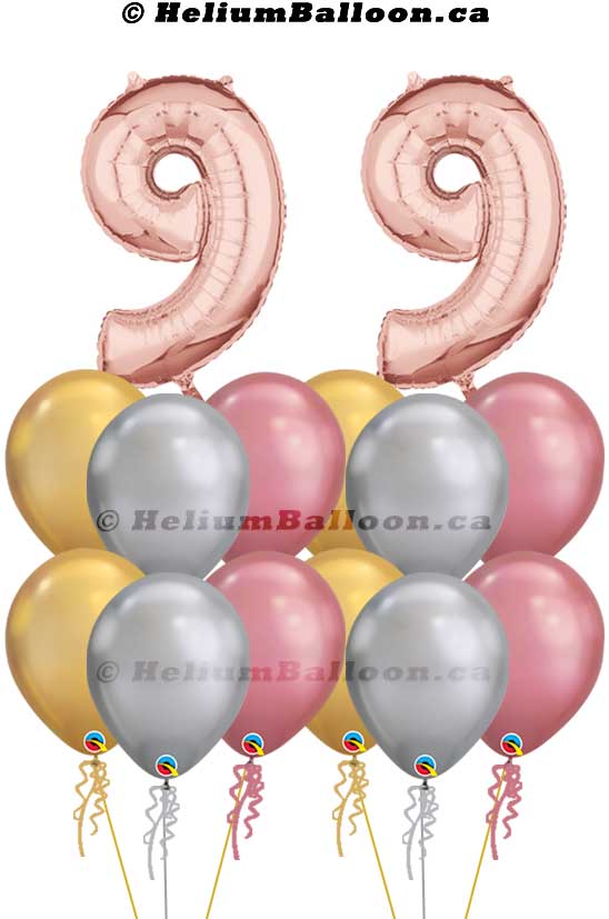 Chiffre Super Bouquet Or Rose 25" (10 à 99 ans)