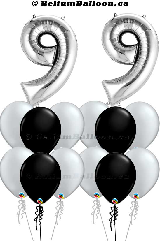 Super Bouquet Argent Chiffre 34" ( 10 à 99 ans )