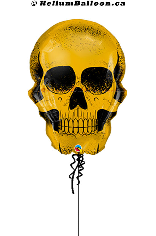 Stylish-Gold-Skull-Halloween-helium-balloon-Montreal-delivery-Livraison-bouquets-de-ballons-Helium-Montreal-Ballon-Halloween-tête-de-mort