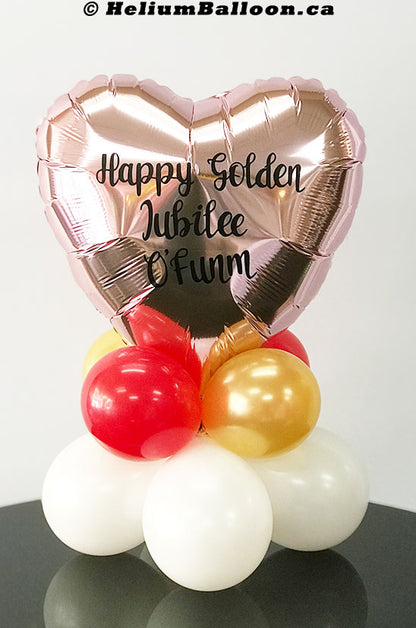 Centre de table avec ballon personnalisée - Ballon métallique coeur 17'' (couleurs disponibles)