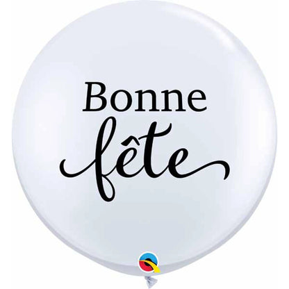 Ballon géant Bonne Fête - Blanc et Noir - Ballon Latex 3 pieds