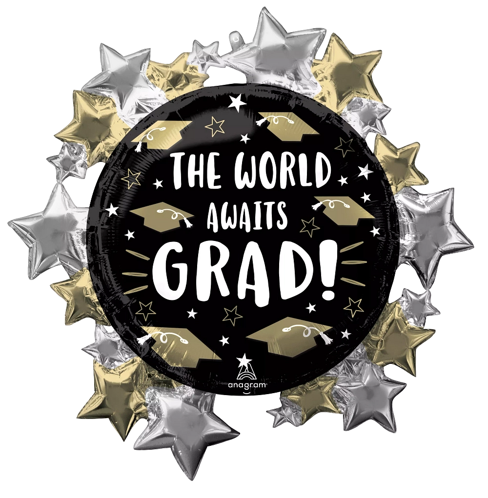 "The World Awaits Graduation" Super ballon 30 pouces