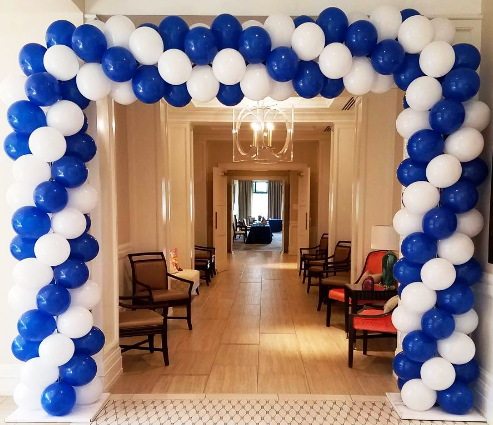 Square Balloon Arch Size (B) - 8 feet (Width) x 8 feet (height) Square Spiral Arch - Delivery, Setup and Structure Pickup Included