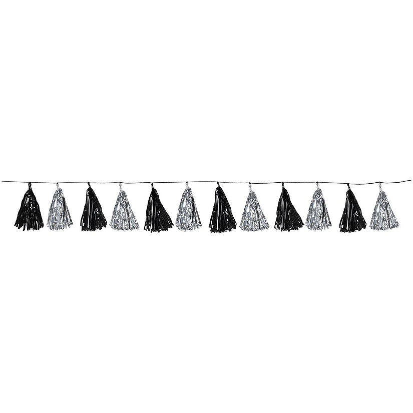 8FT-Metallic-Tassel-Garland-Black-and-Silver-guirlande-argent-et-noir-metallique