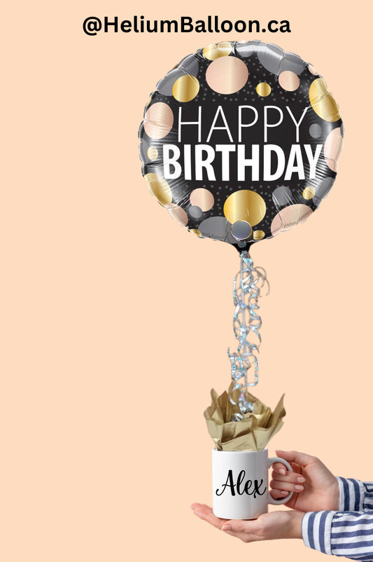 Add Your Name - Happy Birthday Gift Mug - Black, Gold & Rose Gold