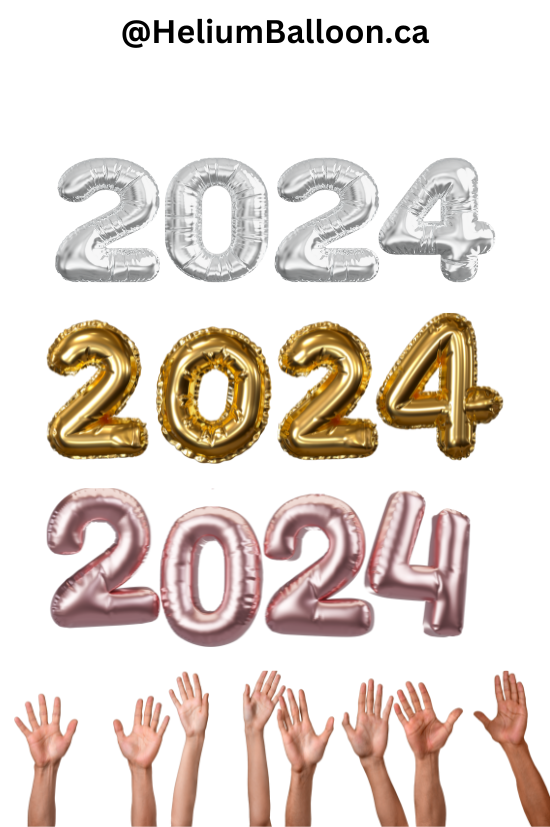 Bannière remplie d'air avec chiffres du Nouvel An (NYE) 2023, or, argent ou or rose, 40,6 cm