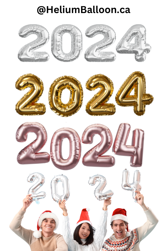 New Year 2024 Numbers - Metallic Gold, Silver, Rose Gold 16'' - Air Filled