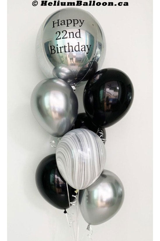 Personalized Balloon With Bouquet 5 Latex Balloons 11" Black & Silver