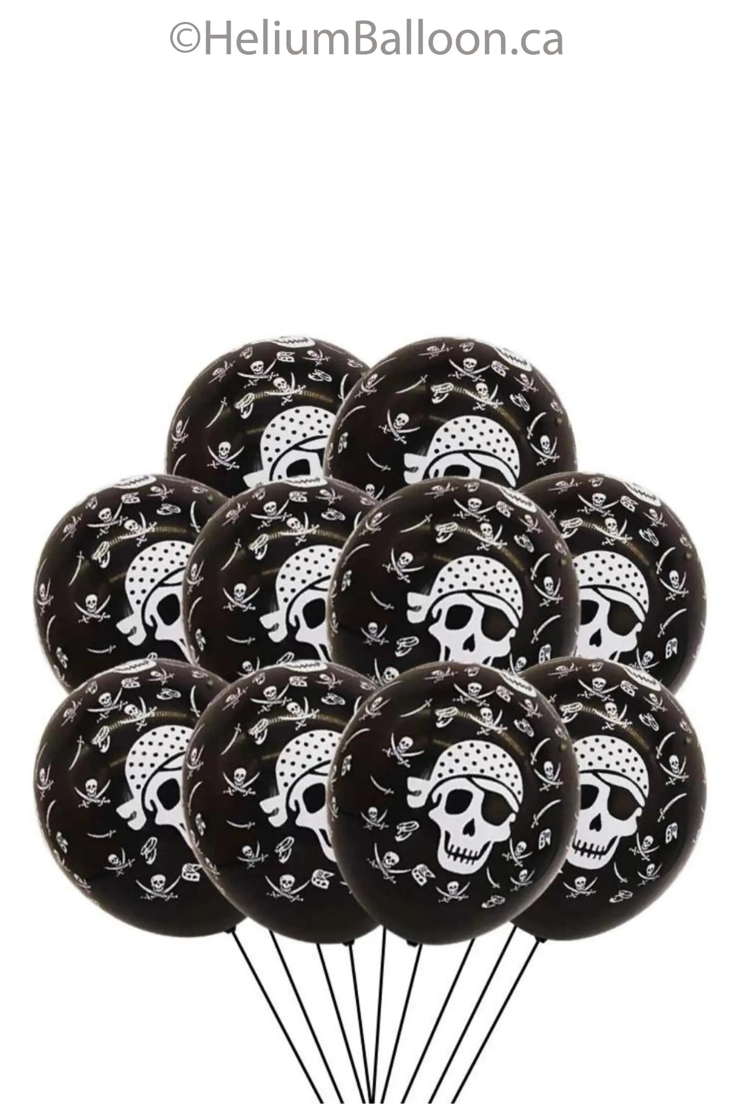 10 Pirate Black Latex Balloons - Bouquet of 10 Balloons