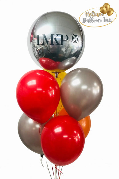 Metallic Balloon Bouquet With Text or Logo - Colors of Your Brand