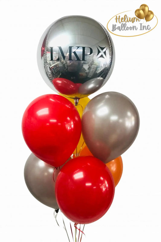 Metallic Balloon Bouquet With Text or Logo - Colors of Your Brand