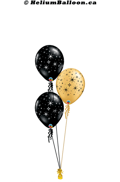 Bouquet Chic & Classy - Pearl Latex Balloons 11" inches - Sparkling  Black & Gold