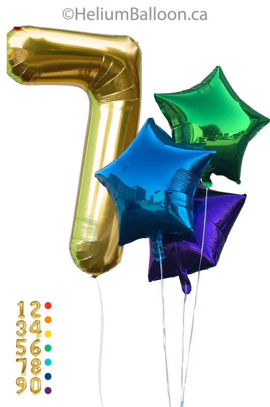 DUO-bouquet-Gold-Number-balloon-with-Stars-chiffre-helium-et-ballon-etoiles-montreal