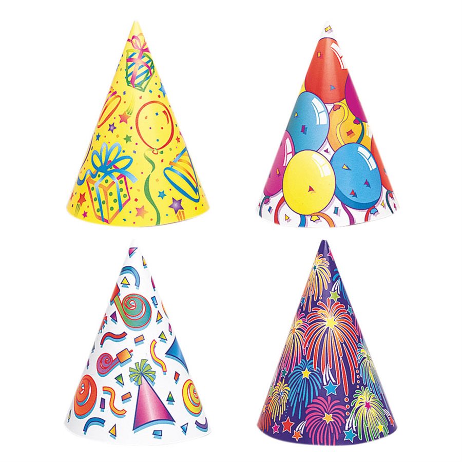 8 Party Hats - Cone Hats