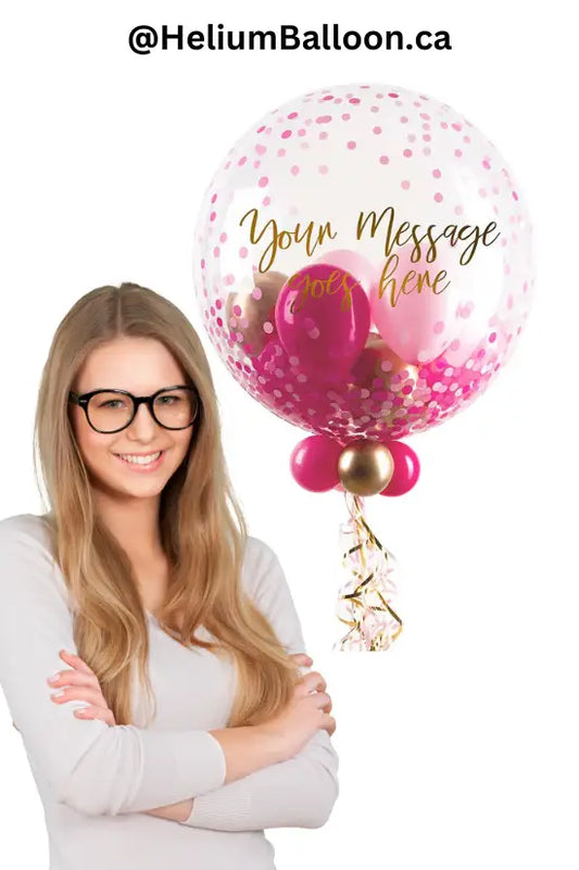 Custom-Text-Mini-Balloons-pink-fuschia-Gold-Balloon-Gift
