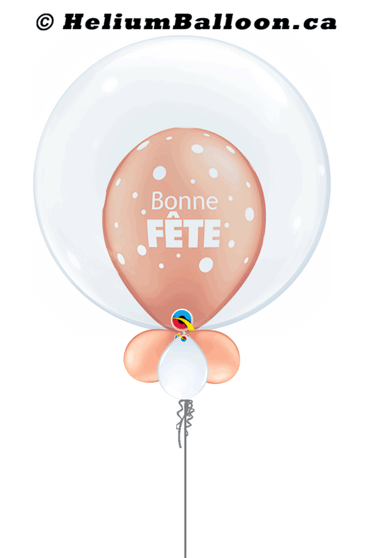 Make Your Own Double Balloon Bonne Fête (Colors: Gold, Black, White or Rose Gold) with Desired Style