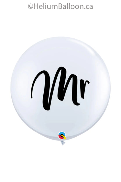 Ballon Mariage Mr - Blanc et Noir - Ballon Latex 3 pieds