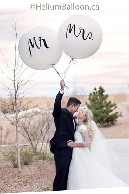 Ballon Mariage Mrs - Blanc et Noir - Ballon Latex 3 pieds