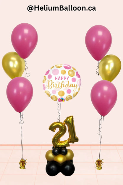 Happy Birthday Balloon Pack - Pick your Colors, Age & Birthday Centrepiece (Age 10 to 99) - HBB