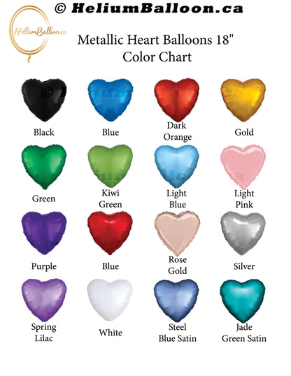 Make Your Own Bouquet Metallic Heart Balloons 18 inches (Color Choice)
