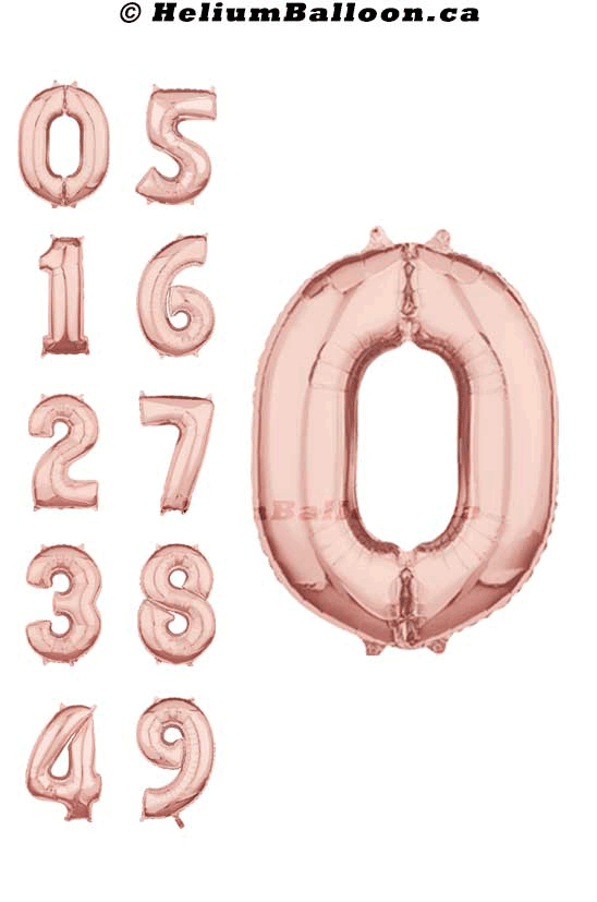 Rose Gold Number Balloon 26" ( Age 0 to 9 )