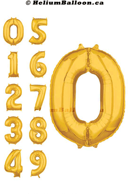 Gold Number Balloon 34" ( Age 0 to 9 )