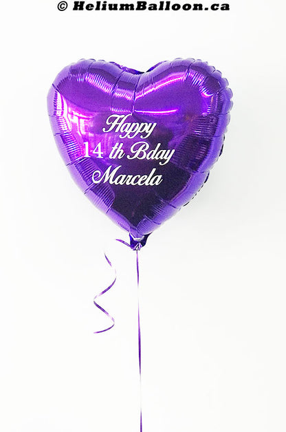 Personalized Heart Metallic Balloon 17'' ( Colors Available ).