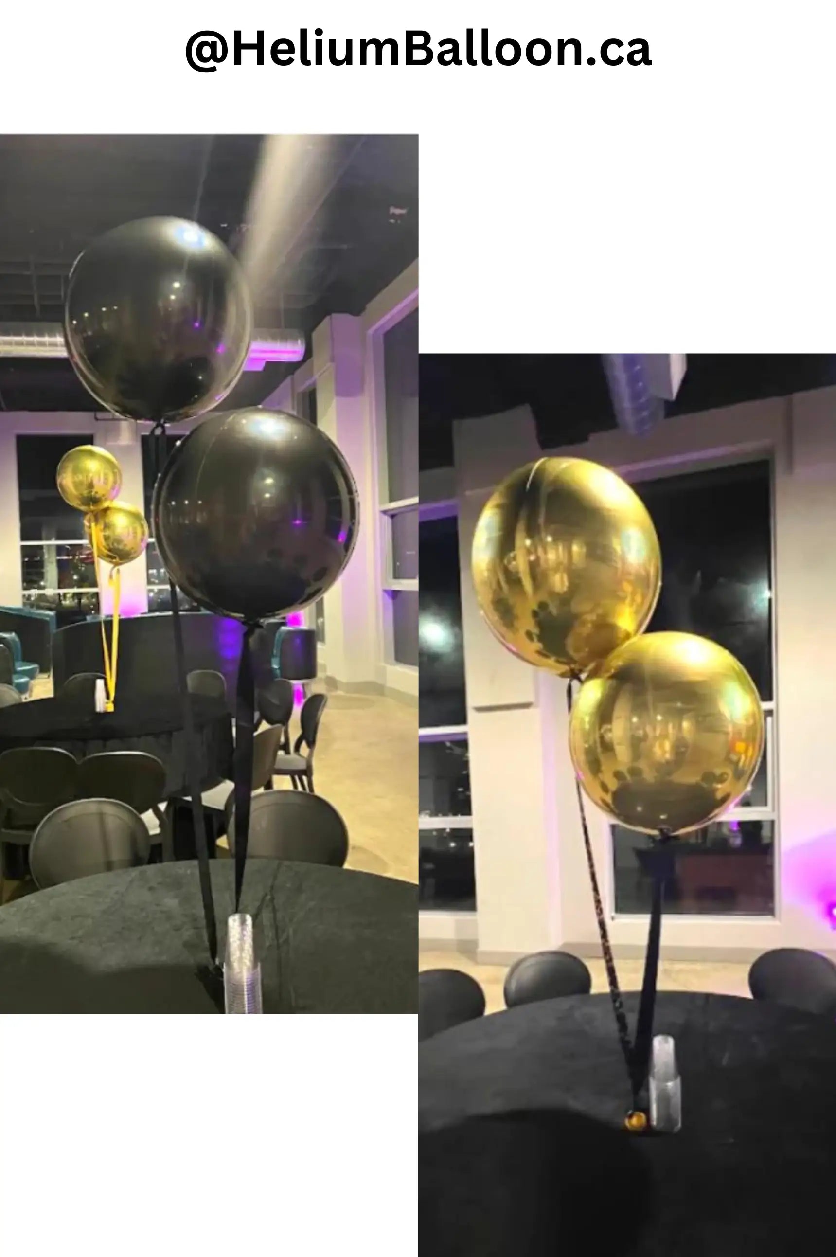 Shiny-Gold-Black-Round-Foil-Balloon-Centrepiece-Table-Decor