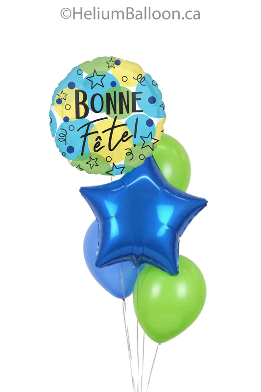 Bouquet 5 Ballons - Bonne Fête avec Étoile (Sélectionnez votre style)