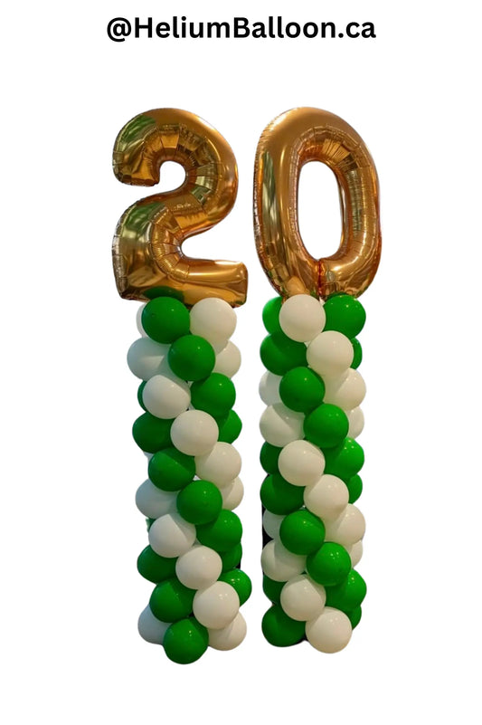 Combo of Two  Balloon Columns - With Large 34 inches Number - Delivery, Setup and Structure Pickup Included