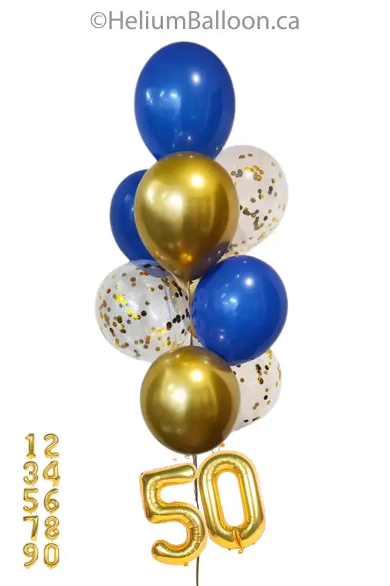 Make Your 10 Balloon Bouquet - CONFETTIS WITH SMALL NUMBERS - (Choose your Colors & Numbers)