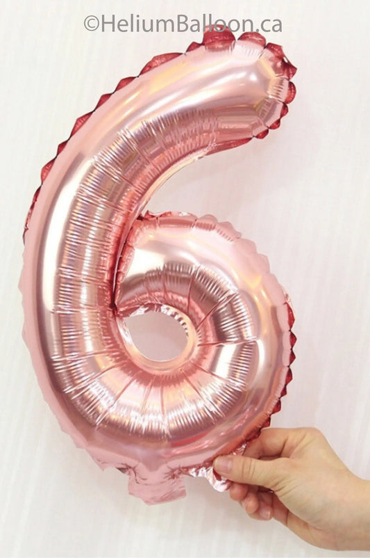 Rose Gold Number Balloon 16inches (Age 0 to 9) Air filled