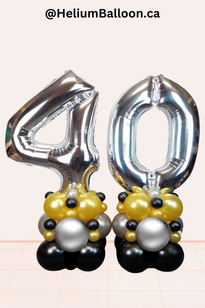 silver-number-Balloon-columns-delivery-montreal-Colonnes-de-ballons-Livraison-Montreal