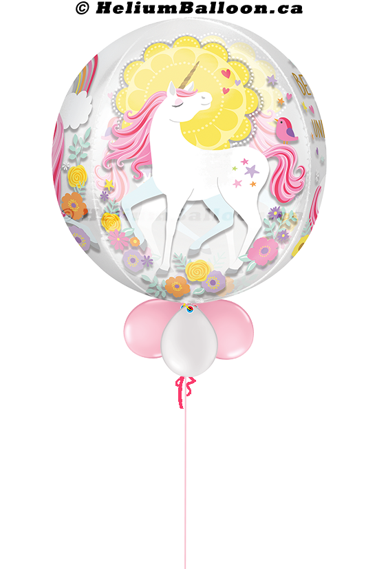 Ballon rond licorne magique (1 à 9 ans en option)