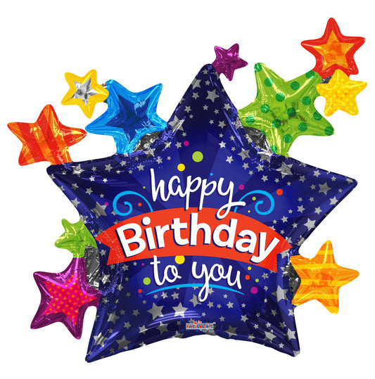 Happy Birthday to you - Multi Stars Balloon 36"