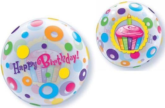 Bubble Happy Birthday Cupcake &amp; Dots 22 pouces