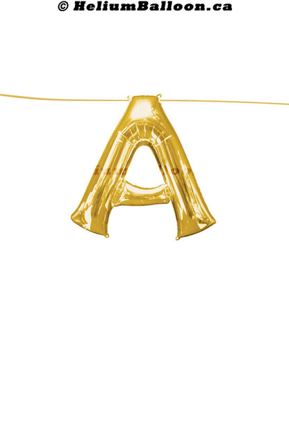 Make Your Own Balloon Banner / Name / Phrase/Age... - Gold Letters 16" - Air Filled Only