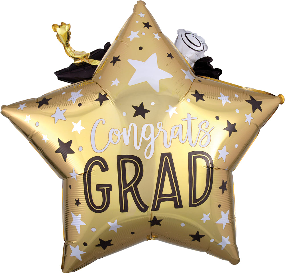 GRAD STAR CAP DIPLOMA - Ballon de graduation 3D 28 pouces