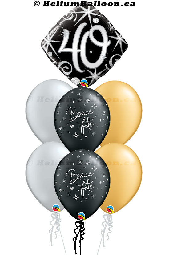 Bonne Fête Black/Silver - Latex Balloon 6/pkg - 40 – Party Expert