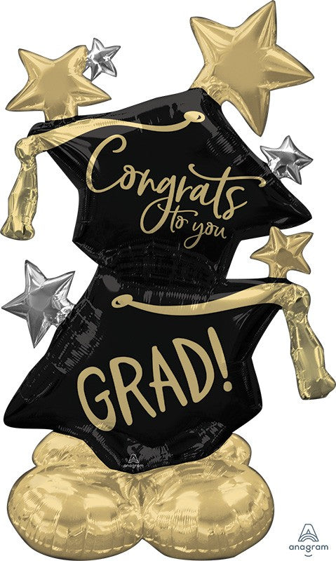 Grand Félicitations à votre décoration de sol en ballon debout pour diplômé - Hauteur 55 pouces