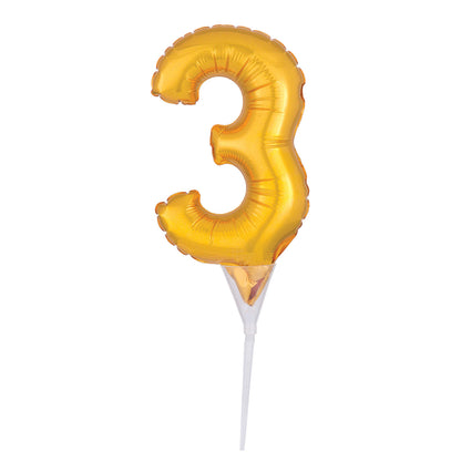Cake Picks Number Gold Micro Foil Balloon 6"/15cm ( Age 0 to 9 )