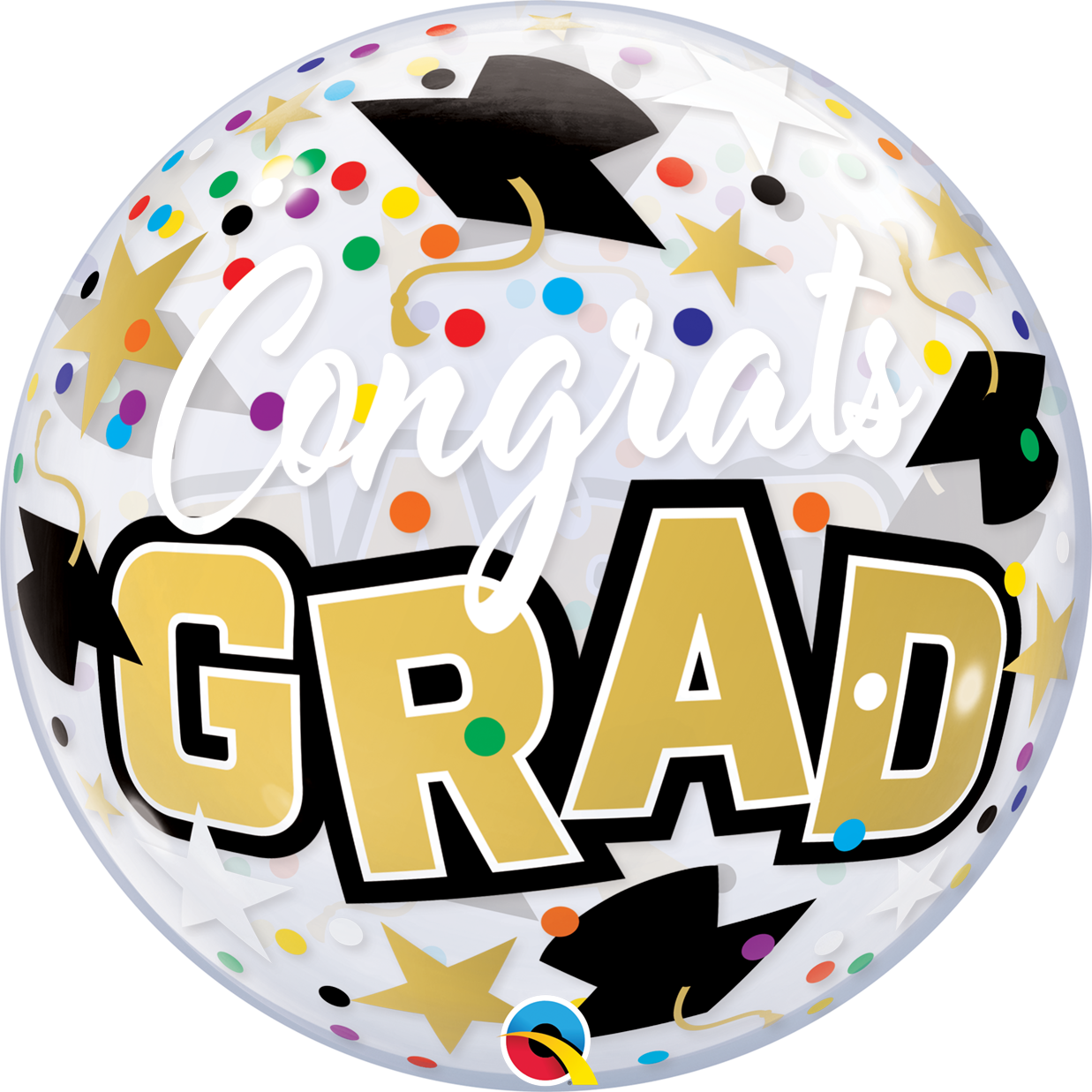 Bubble Congrats Grad Stars & Dots Balloon 22 inches