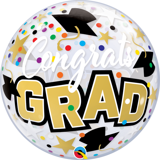 Ballon Bubble Congrats Grad Stars et points 22 pouces