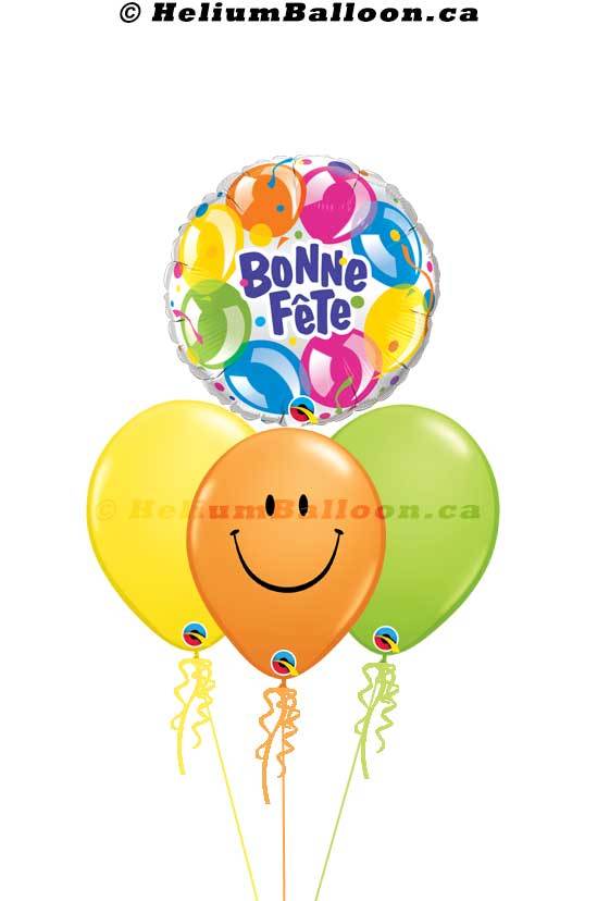 Bouquet Bonne Fête / Happy Birthday - Colored Balloon 18"