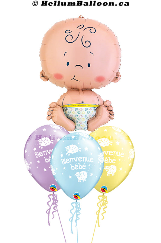 Ballon Baby Shower Hello Boy 45 cm air ou hélium