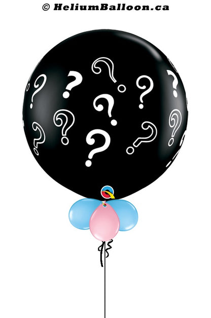 Baby Shower / Gender Reveal Balloon with Question Marks - Paper Confettis inside (Baby Pink/Baby Blue)