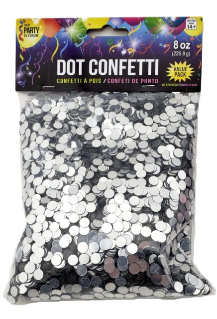 Metallic Round Confetti Dots - Silver 8 oz