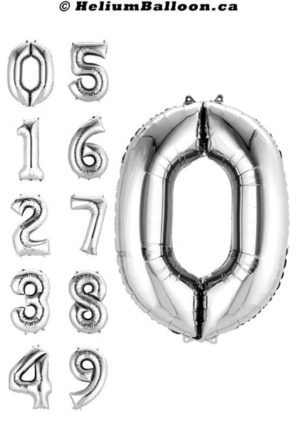 Silver Number Balloon 34" ( Age 0 to 9 )