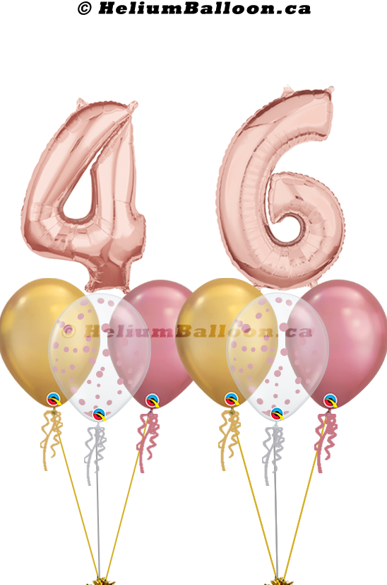 Bouquet Rose Gold Number 25" with Confetti ( Age 10 to 99 )